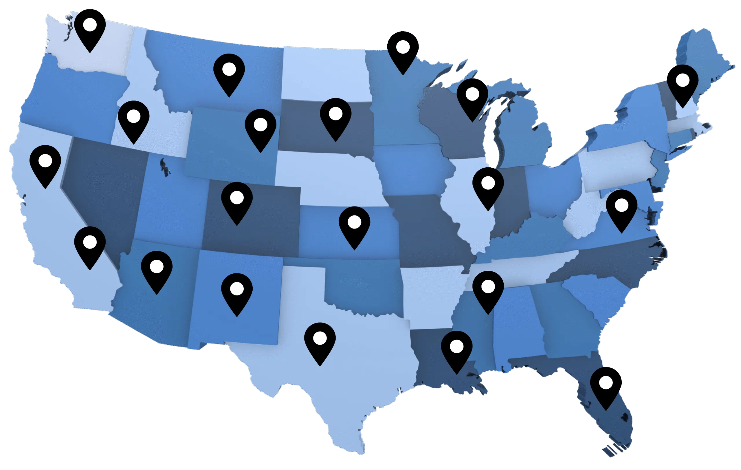 Valley BioMed shipping coverage map of the United States